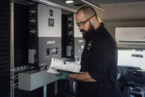 EG4 employee in power showcase