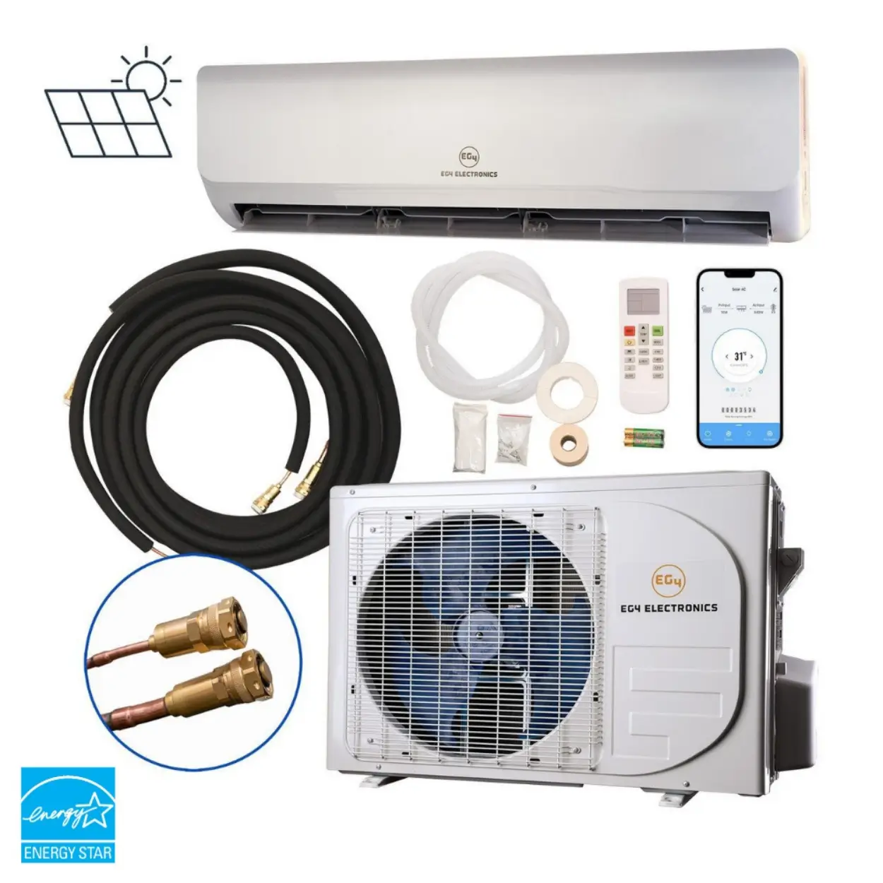 EG4® 12K Hybrid Solar Mini-Split 12000 BTU AC DC Air Conditioner Heat Pump